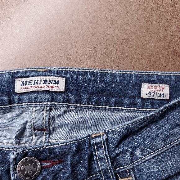 MEK Jeans Men 27x34 Md Blue Moscow Cigarette Straight Leg Embossed Pockets Retro - Picture 9 of 11